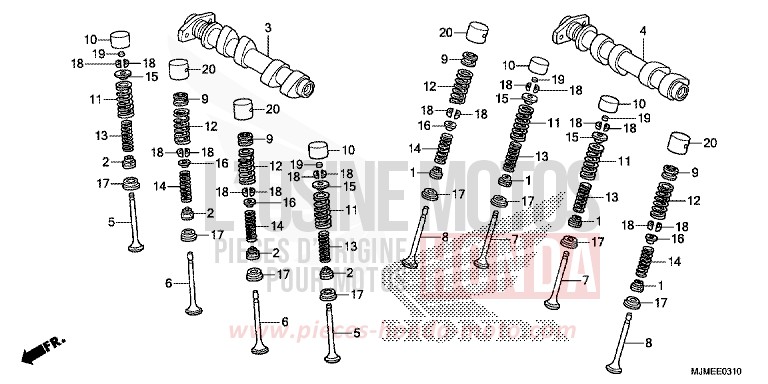 ARBRE A CAMES/SOUPAPE (ARRIERE) de VFR800X "Crossrunner" CANDY ARCADIAN RED (R305) 2015